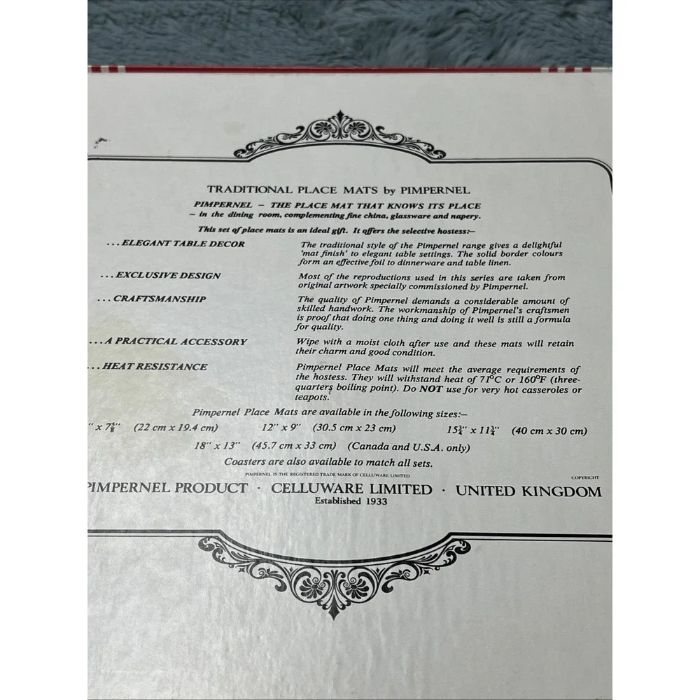 Vintage Pimpernel Place Mats English Inns Four‎ Traditional Mats